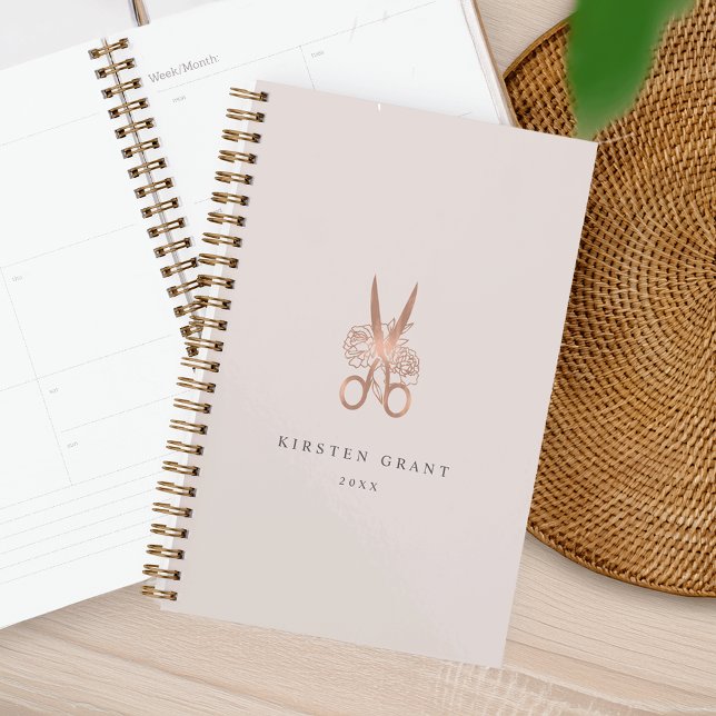 Rose Gold Floral Scissors Salon Logo Planner (Creator Uploaded)