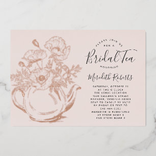Rose Gold Floral Teapot Blush Pink Bridal Tea Real