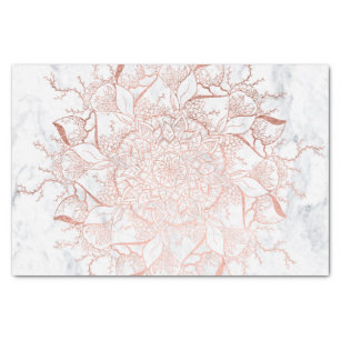 Rose gold floral terrarium mandala white marble tissue paper