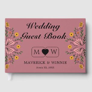 Rose Gold Floral Wedding Guest Book