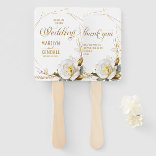 Rose Gold Floral Wedding Hand Fan