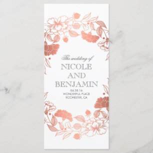Rose Gold Floral Wreath Garden Wedding Programs Programme