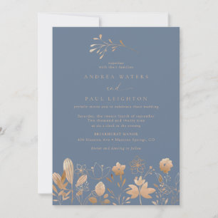 Rose Gold Florals   Elegant Boho Flower Wedding Invitation