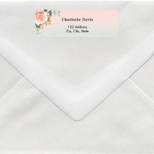 Rose gold flower green return address