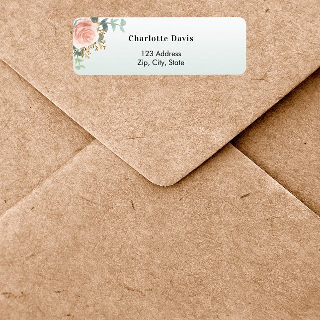 Rose gold flower green return address  (Creator Uploaded)