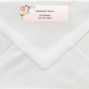 Rose gold flower greenery return address