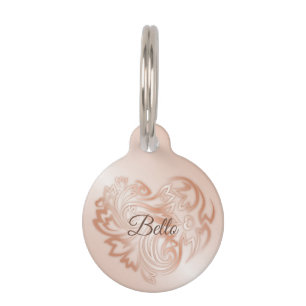 Rose Gold Flower Heart Pet Tag