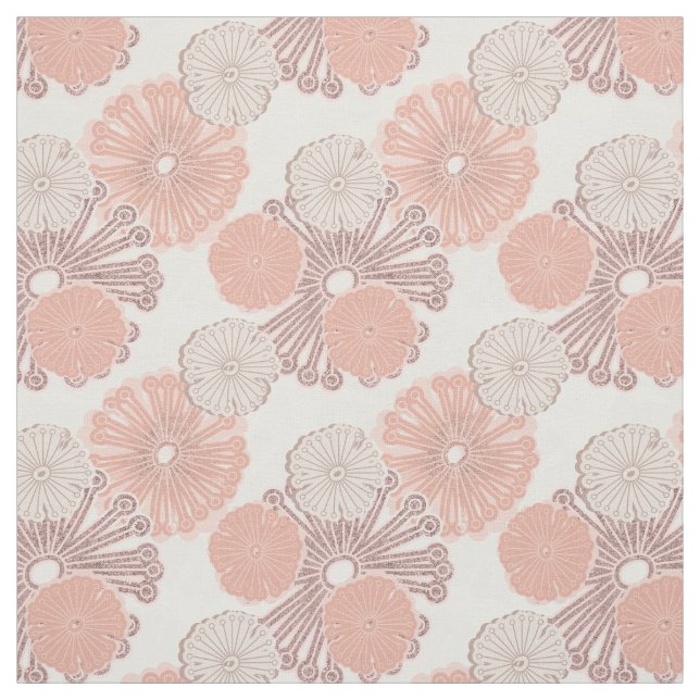 Rose Gold Flower Pattern Fabric (Swatch)