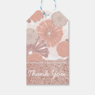 Rose Gold Flower Pattern Gift Tags
