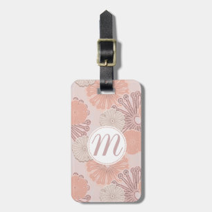 Rose Gold Flower Pattern & Monogram Luggage Tag