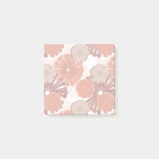 Rose Gold Flower Pattern Post-it Notes (Front)
