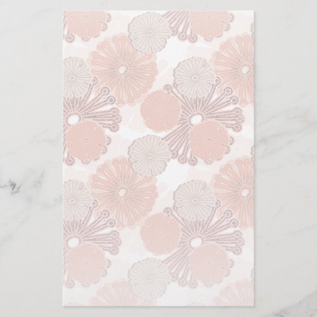 Rose Gold Flower Pattern Stationery (Front)