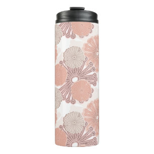 Rose Gold Flower Pattern Thermal Tumbler