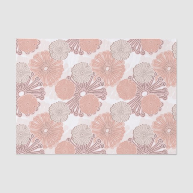 Rose Gold Flower Pattern Tissue Paper (Front)