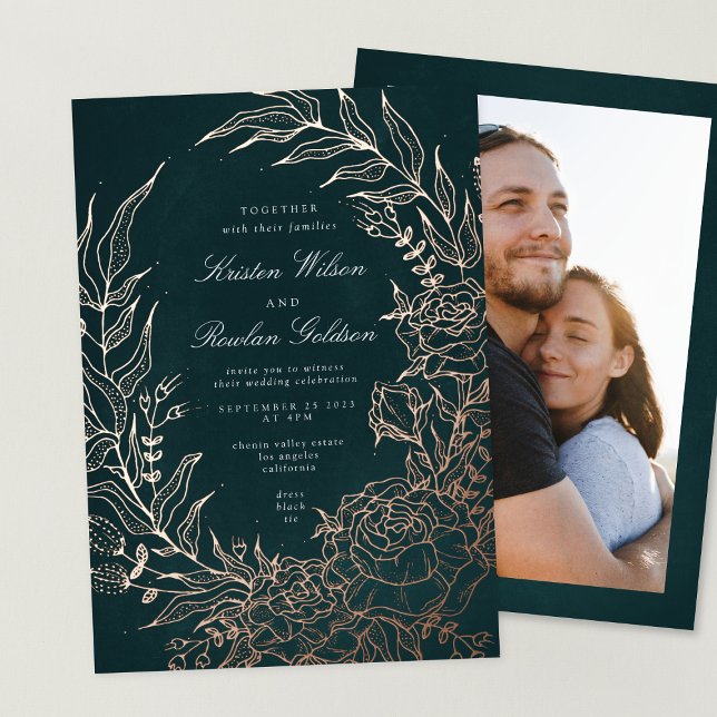 Rose Gold Flower Wreath Emerald Photo Wedding (Creator Uploaded)
