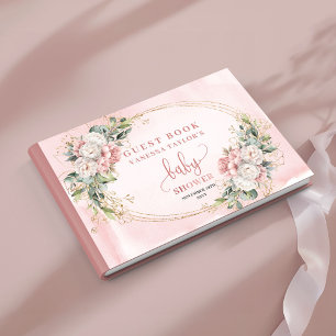 Rose Gold Flowers Eucalyptus Baby Girl Sign In  Guest Book