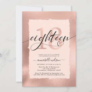 Rose Gold Foil 18th Birthday Photo  Invitation
