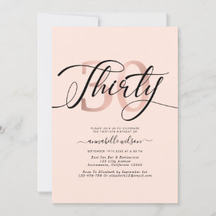 Rose Gold Foil 30th Birthday Photo  Invitation