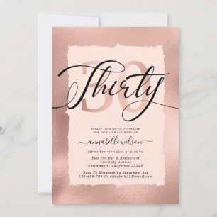 Rose Gold Foil 30th Birthday Photo  Invitation