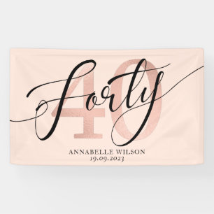 Rose Gold Foil 40th Birthday   Banner