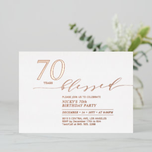 Rose Gold Foil   70 Years Loved Birthday Party