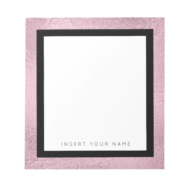 Rose Gold Foil and Black Border Notepad 5.5" x 6" (Front)
