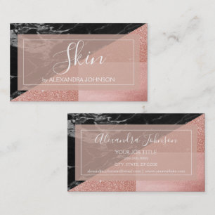 Rose Gold Foil and Black Marble Skin Care Business Card