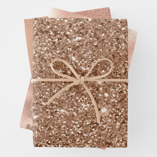 Rose Gold Foil and Glitter Pattern Wrapping Paper (In situ)