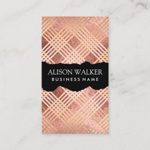 Rose Gold Foil and Lines   Torn Texture Business Card