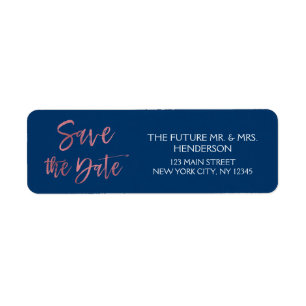 Rose Gold Foil and Navy Blue Save the Date