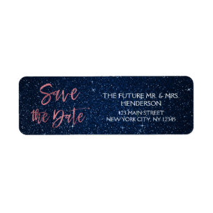 Rose Gold Foil and Navy Blue Save the Date