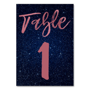 Rose Gold Foil and Navy Blue Table Number
