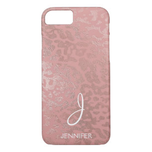 Rose Gold Foil Animal Pattern Monogram iPhone 8/7 Case