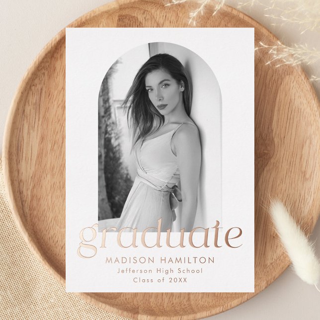 Rose Gold Foil Arch Photo Graduation Announcement (Creator Uploaded)