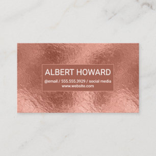 Rose Gold Foil Background Metallic Shiny Business Card