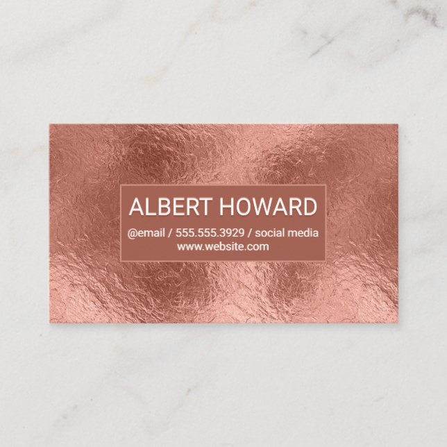 Rose Gold Foil Background Metallic Shiny Business Card (Front)