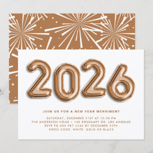 Rose Gold Foil Balloons New Year's Eve Party II Invitation