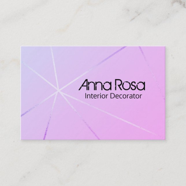*~* Rose Gold Foil Blue Pink Modern Geometric Business Card (Front)