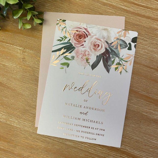 Rose Gold Foil & Blush Flowers Wedding (Creator Uploaded)