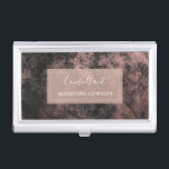 Rose Gold Foil | Blush Pink and Black Foil Business Card Holder<br><div class="desc">Blush Pink - Rose Gold and Black Foil Metallic Stainless Steel Consultant Minimalist Business Card Holder with white hand lettered elegant typography for the monogram. The trendy Rose Gold Foil Metal Business Card Holder can be customised for any profession. If the profession or name text does not fit your needs,...</div>