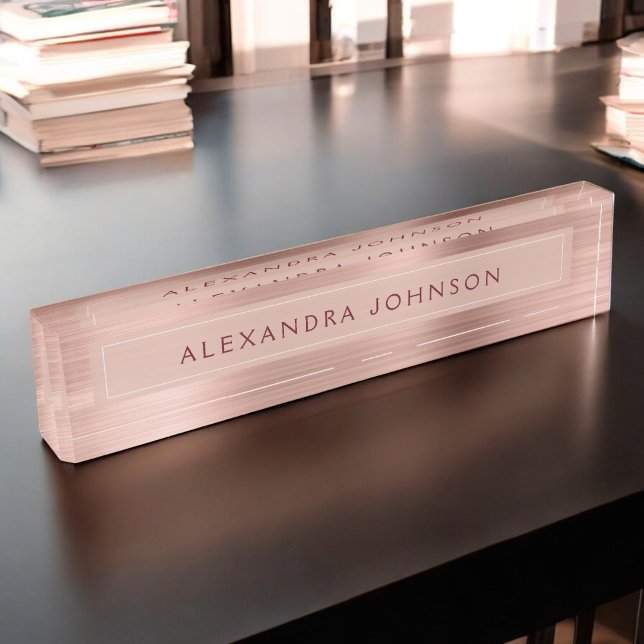 Rose Gold Foil | Blush Pink - Burgundy Modern Nameplate (Creator Uploaded)