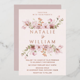Rose Gold Foil & Blush Pink Floral Wedding