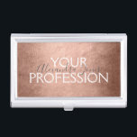 Rose Gold Foil | Blush Pink Foil Modern Business Card Holder<br><div class="desc">Blush Pink - Rose Gold Foil Metallic Minimalist Business Card Holder with white hand lettered typography for the monogram. The Rose Gold Foil Foil Business Card Holder can be customised for any profession. If the profession or name text does not fit your needs,  please contact the designer.</div>