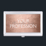 Rose Gold Foil | Blush Pink Foil Modern Business Card Holder<br><div class="desc">Blush Pink - Rose Gold Foil Metallic Minimalist Business Card Holder with white hand lettered typography for the monogram. The Rose Gold Foil Foil Business Card Holder can be customised for any profession. If the profession or name text does not fit your needs,  please contact the designer.</div>