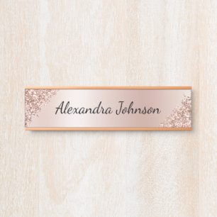 Rose Gold Foil   Blush Pink Foil Modern Door Sign
