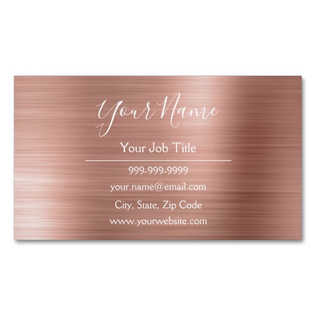 Rose Gold Foil | Blush Pink Foil Modern Magnetic Business Card (Front)
