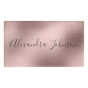 Rose Gold Foil Blush Pink Foil Modern Name Tag