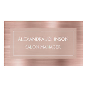 Rose Gold Foil   Blush Pink Foil Modern Name Tag