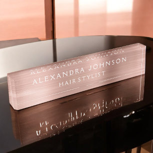 Rose Gold Foil Blush Pink Foil Modern Nameplate