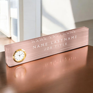 Rose Gold Foil Blush Pink Professional Modern Nameplate
